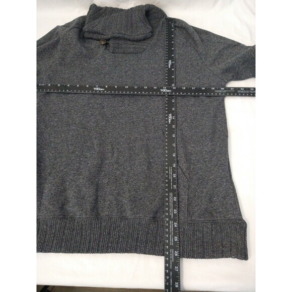 LOGG H&M Sweater Gray Button Cowl Neck Pullover Knit Sz M Cabin Ski Lodge Rugged - Picture 2 of 14